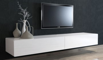 Ikon Matte White Floating TV Unit - 220cm - In Stock