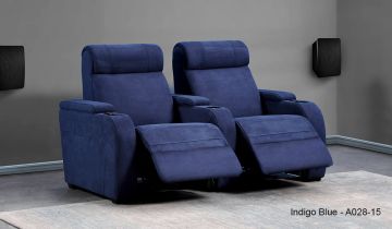 Paramount Fabric 2 Home Cinema Seating - Indigo Blue - In Stock