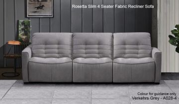 Rosetta Slim 4 Seater Fabric Recliner Sofa